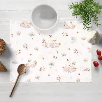 prostírání Bavlněné prostírání na stůl Sandra SA-610 Labutě mezi lekníny na bílém 30x40 cm