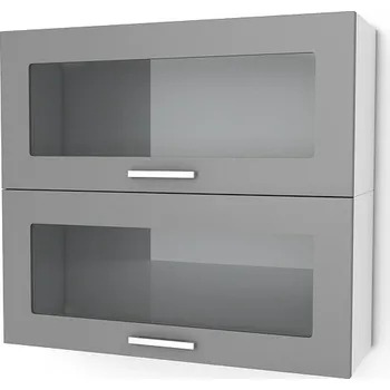 Nábytek Falco Horní kuchyňská skříňka Natanya KL902W výklopná, šedý lesk/sklo