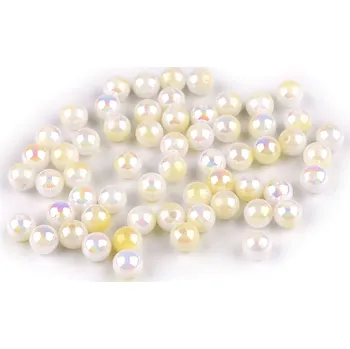 Dětské navlékací korálky Plastové korálky s mermaid efektem Ø6 mm, malé, 1 krémová světlá