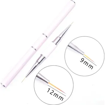 Tenký štětec na zdobení gelových nehtů | štětec na nehty, nástroj na manikúru - Dvojitá hlava růžová 02