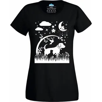 Dámské tričko Dámské tričko Noční procházka se zvířaty (Velikost: S, Barva: Černá)