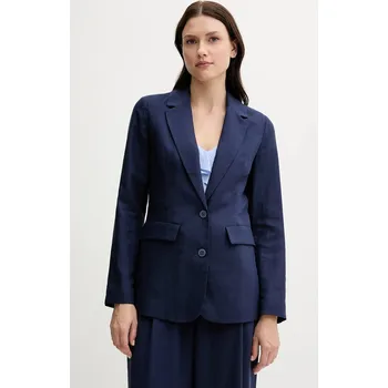 Dámské sako Sako s příměsí lnu United Colors of Benetton tmavomodrá barva, 25BVDW036 59X, vel. 34