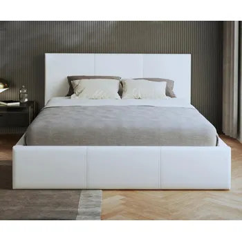 Postel Čalouněná postel 180x200 cm VIP se zdvižným roštem BÍLÁ