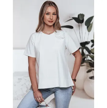 Dámské tričko Smetanové tričko s květinovou aplikací BINDA RY2486 Velikost: ONE SIZE