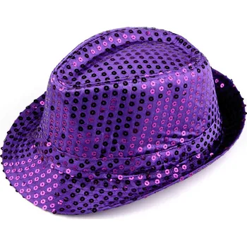 Klobouk s flitry na karneval a párty, barva 9 fialová
