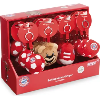 Hračka NICI DISPLAY kľúčenky FC BAYERN MÜNCHEN 7cm ASSORT, 4 druhy, 16ks, GREEN