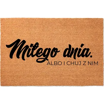 Rohožka KOKOSOVÁ ROHOŽKA 40X60 BÉŽOVÁ KE DVEŘÍM HIT NÁPIS HEZKÝ DEN. NEBO NE