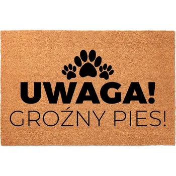 Rohožka KOKOSOVÁ ROHOŽKA 40X60 BÉŽOVÁ POD DVEŘE HUMOR HIT NÁPIS HROZIVÝ PES