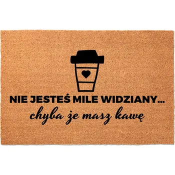Rohožka KOKOSOVÁ ROHOŽKA 40X60 BÉŽOVÁ HUMOR NÁPIS NEMÁTE KÁVU = NECHOĎTE