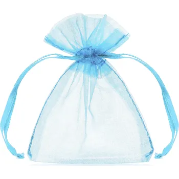 Organza sáčky nebesky modré 10 cm – balení 10 ks na dárky