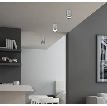 Stříbrná stropní lampa 10cm, 1xGU10