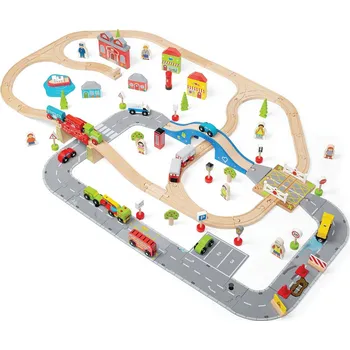 Vláček a vláčkodráha Bigjigs Rail Vláčkodráha a autodráha
