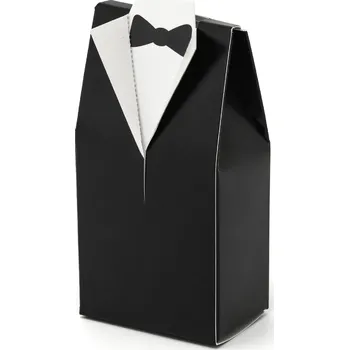 Svatební dekorace Černé dárkové krabičky ve tvaru ženicha, bez potisku (10 ks v balení)