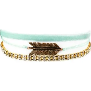 Náhrdelník Flamenco Mystique náhrdelník choker peříčko a krystaly - modrý N521N