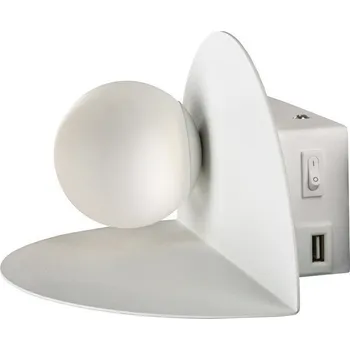 Nástěnné svítidlo Nástěnná lampa bílá LED 4W 4000K USB nabíječka s poličkou Zenit