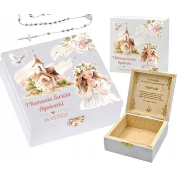 Bytová dekorace Svaté přijímání suvenýr Krabička růženec dárek k prvnímu svatému přijímání