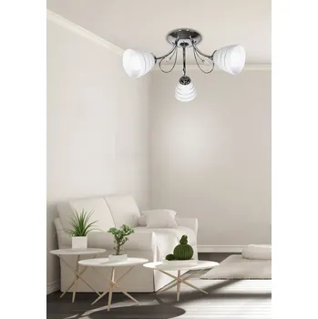 Stropní svítidlo chrom 3x40W bílé stínidlo s krystaly Simpli
