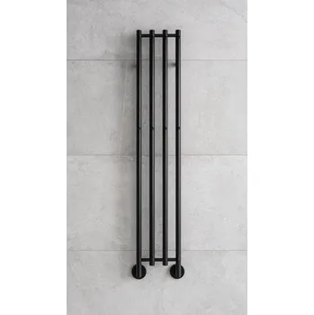 Radiátor P.M.H. Elektrický sušák ručníků PMH Mona 331 x 1533 mm, elektrický kabel vlevo, 93 W, Černá pololesklá RAL 9017