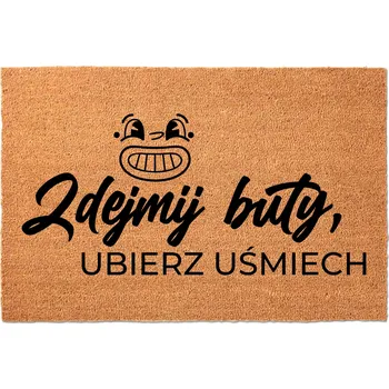 Rohožka KOKOSOVÁ ROHOŽKA 40X60 BÉŽOVÁ HUMOR NÁPIS SUNDEJTE SI BOTY, NASAĎTE SI ÚSMĚV