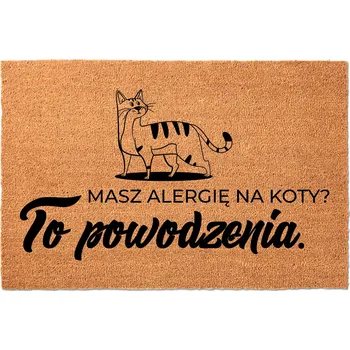 KOKOSOVÁ ROHOŽKA 40X60 BÉŽOVÁ KE DVEŘÍM NÁPIS MÁŠ ALERGII? TO JE SMŮLA