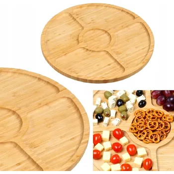 Kulatý bambusový tác na občerstvení a sýry 35 cm - ideální na oslavy