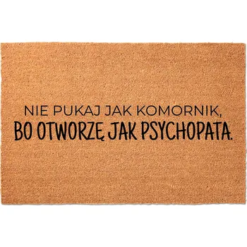 Rohožka KOKOSOVÁ ROHOŽKA 40X60 BÉŽOVÁ KE DVEŘÍM NÁPIS NEKLEPAT, POKUD NEJSI EXEKUTOR!