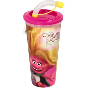 Numberoplus Trolls CP plasttový hrnek s brčkem - 10g