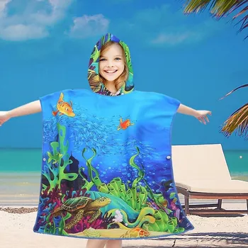 Dívčí tričko PončoBavlněné světové dětské plážové pončo s kapucí 60x60 kosmonaut 60x60 cm