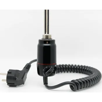 Topná tyč P.M.H. Topná tyč PMH ET2 s termostatem a krouceným kabelem, 600 W, Černá matná RAL 9005