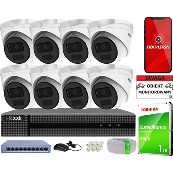 Bezpečnostní kamera Sada IP monitoringu 8 kamer 2Mpx IPCAM-T2-P HiLook Hikvision Nepřetržitý dohled 24/7