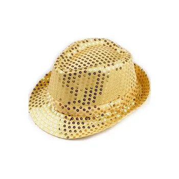Karnevalový klobouk s flitry - 1 ks - 2 zlatá sv.