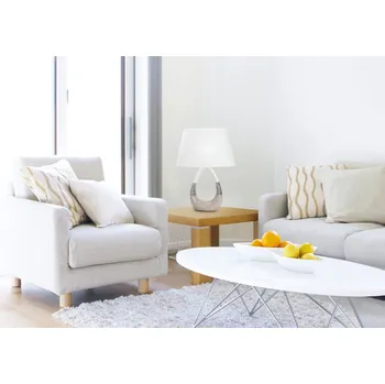 Lampička Béžovobílá keramická studijní lampa Romano