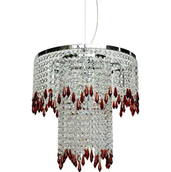 Závěsná lampa chrom/jantar 6 Vienna