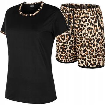 Dámské pyžamo DÁMSKÉ PYŽAMO HEYO bavlněné pyžamo KRAŤASY krátký rukáv leopardí vzor M