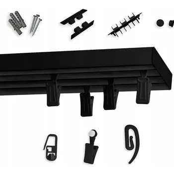 Garnýž pro závěsy třířadé ČERNÁ PVC 280cm