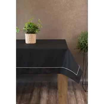 ubrus Elegantní černý ubrus DORITA se stříbrnou lemovkou 145 x 280 cm