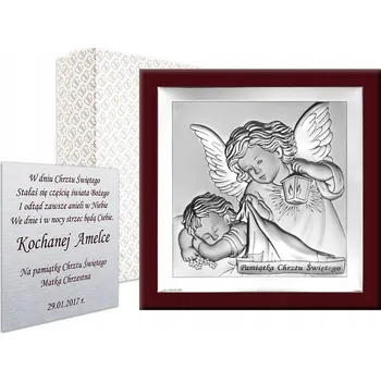 Obraz Obrázek na křtiny s andělem strážným Beltrami stříbrný 10x10 cm