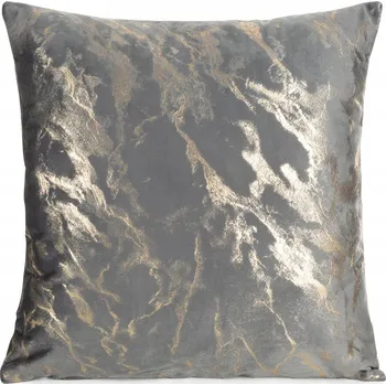 Povlak na dekorativní polštářek Dekorační povlak na polštář 45x45 grafitový se zlatým vzorem z veluru
