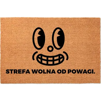 Rohožka KOKOSOVÁ ROHOŽKA 40X60 BÉŽOVÁ POD DVEŘE HUMOR NÁPIS ZÓNA BEZ VÁŽNOSTI.