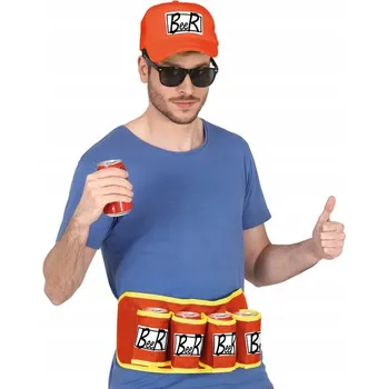 Kšiltovka ČERVENÝ PÁSEK NA PIVO KŠILTOVKA DRŽÁK NA NÁPOJE PÁRTY HIT