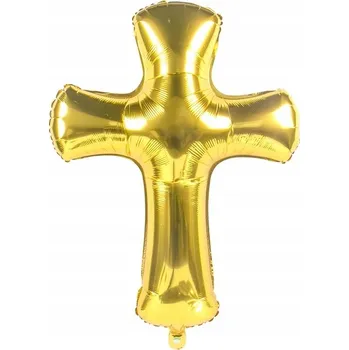 Balónek Fóliový balónek kříž zlatý metalický 78 cm SVATÉ PŘIJÍMÁNÍ IHS SVATBA SVATEBNÍ HOSTINA
