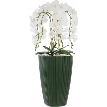 umělá květina Orchidej umělý bílý v květináči kytice H 95 cm květináč čtvercový zelený