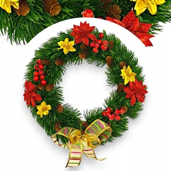 Věnec VÁNOČNÍ DEKORACE DEKORACE VELKÝ VĚNEC NA ZEĎ STŮL DVEŘE