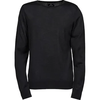 Pánský svetr Přiléhavý vlněný merino svetr Tee Jays Barva: Černá, Velikost: L TJ6000