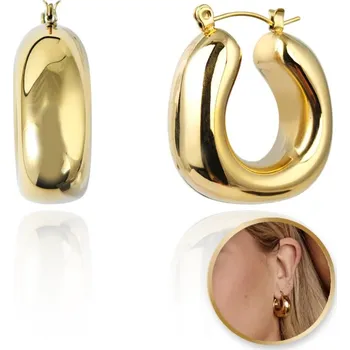 Náušnice Flamenco Mystique Náušnice z nerezové oceli pokovené 14k zlatem velké kulaté KST3387