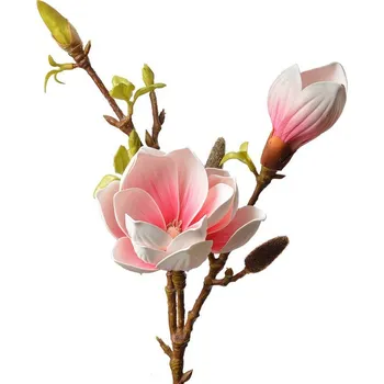 umělá květina Dekorace umělá větvička Magnólie s růžovými květy - 17*11*70 cm