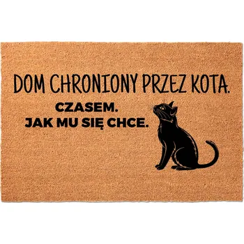 Rohožka KOKOSOVÁ ROHOŽKA 40X60 HIT HUMOR NÁPIS KOČKA HLÍDÁ... JAK SE MU ZLÍBÍ