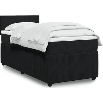 Postel vidaXL Box spring postel s matrací 90x200 cm samet [3287636] Barva: Černá
