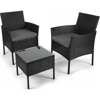 Sada zahradního nábytku z umělého ratanu Lifetime černá, 3 ks