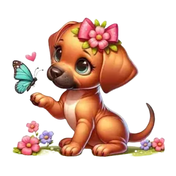 Nažehlovací obrázek - štěně a motýl VI (8,0 x 7,5 cm)